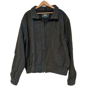 Woolrich Wool Made In USA Grey Vintage Tweed Zip Size XL Men’s Coat Jacket